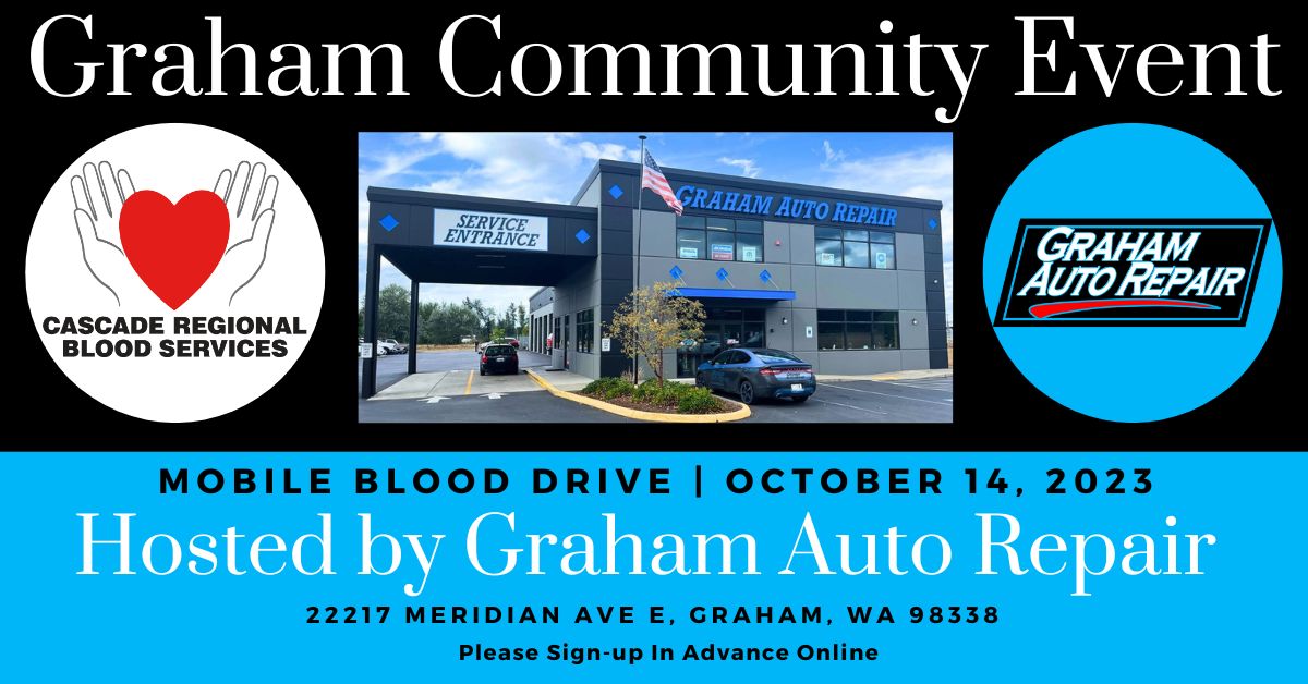 Donate Blood at Graham Auto Repair on October 14, 2023